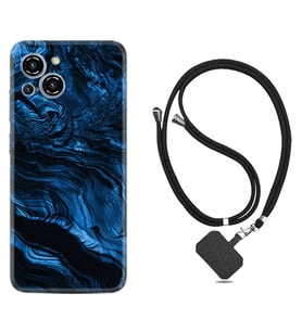 Reeder S23 Max Pro Kılıf Resimli Boyun Askılı İpli Desenli Silikon Blue MArble 1379