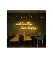 Eat Healthy Live Happy Yazılı Neon Tabela
