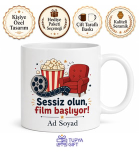 Patlamış Mısır Film Gecesi Ev Sineması Kupa Bardak Hediye Dev Kupa