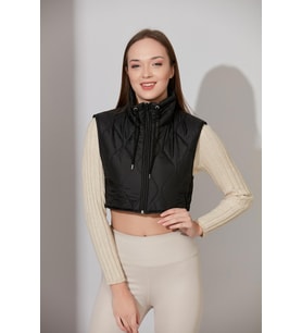 ALEXANDERGARDI CROP KAPİTONE YELEK (B21-909YL01) (Siyah)