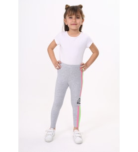 Toontoy Kız Çocuk Baskılı Tayt ( Gri-Melanj)