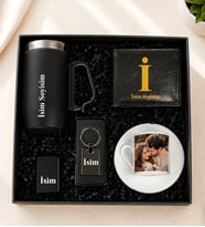 Kişiye Özel Premium Kutu Termos Kulplu Bardak Aksesuar Cüzdan Metal Cakmak Metal Anahtarlık Fotoğraflı Türk Kahve Fincanı Erkek Hediye Set
