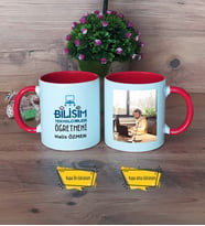 Bilişim Teknolojileri Öğretmeni Kupa Bardak Kırmızı Fotoğraflı Öğretmenler Günü Hediyesi