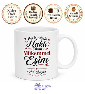 Her Kavgada Haklı Çıkan Karıma Mükemmel Eş Temalı Kupa Bardak Hediye