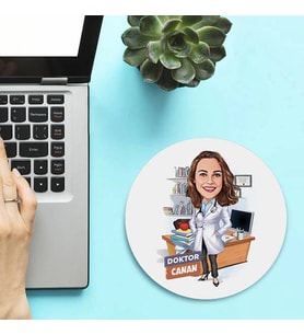 Kişiye Özel Karikatürlü Kadın Doktor Tasarımlı Mousepad