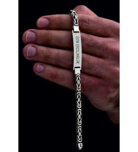 Erkek Gümüş Bileklik - İsim Yazılabilir 5.2 mm Kare kral Gümüş Bileklik