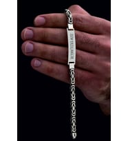 Erkek Gümüş Bileklik - İsim Yazılabilir 5.2 mm Kare kral Gümüş Bileklik