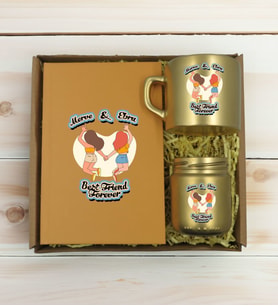 BK Gift Kişiye Özel İsimli DTF Best Friend Temalı Kırmızı Defter & Kahve Fincanı & Mum Hediye Seti-6, Arkadaşa Hediye, Doğum Günü Hediyesi