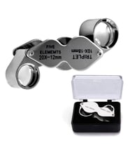 Küçük Yakın Büyüteci Lup Büyüteç Metal Loupe Büyüteç İkili 10x18-20x12mm Kuyumcu Saatçi Büyüteci