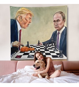 Donald Trump - Vladimir Putin Santranç Oynarken Duvar Örtüsü-8316