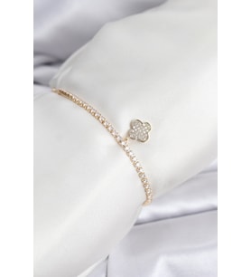 Yonca Model Zirkon Taşlı Gold Renk Asansörlü Su Yolu Bileklik 5886 - HPSBYI2408-2816