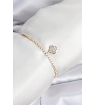Yonca Model Zirkon Taşlı Gold Renk Asansörlü Su Yolu Bileklik 5886 - HPSBYI2408-2816
