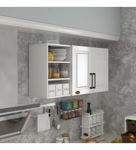 Kenzlife hazır mutfak dolabı kestane90 byz mod1 90*120*32 mebran kapak suntalam gövde (Karışık)