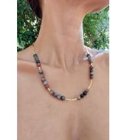 serapis accessories Turmalin Taşlı Altın Kaplama Zincir Kolye Kadın / Kız