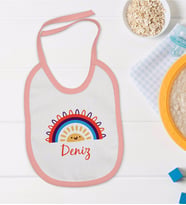 BK Kids Kişiye Özel Pembe Bebek Mama Önlüğü - Model 107