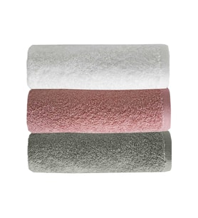 3 lü Düz Renk El Yüz Havlu Seti %100 Pamuklu 50x90 Cm Gri-Gül-Beyaz (Çok Renkli)