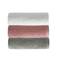 3 lü Düz Renk El Yüz Havlu Seti %100 Pamuklu 50x90 Cm Gri-Gül-Beyaz (Çok Renkli)