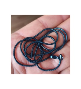 Snake Yılan Model Mavi Erkek Çelik Kolye Zincir Yuvarlak Model