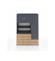 Hyperion Dolap 9 Raflı 6 Çekmeceli 3 Kapaklı 132x44x195 Antrasit-Antrasit/Çam