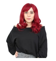 Dalgalı Perçemli Orta Boy Fiber Sentetik Peruk - Kızıl