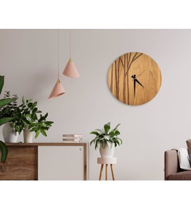 BK Home Dekoratif 45cm Ahşap Duvar Saati-11 (Beyaz)