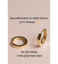 10mm Gümüş Çocuk Halka Küpe  925 Ayar  2mm Kalınlık  Kız Çocuk Küpesi (Gold)