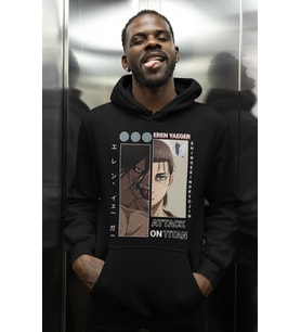 Attack On Titan Eren Yeager Baskılı Unisex Oversize Anime Karakter Hoodie