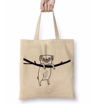 Dogs Pug Köpek Bez Çanta Uzun Saplı