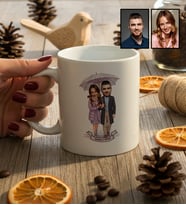Kişiye Özel Karikatürlü Yürüş Yapan Romantik Sevgililer Kupa Bardak Sevgililer Günü Hediyesi