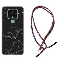 Tecno Camon 16 18P Pova Kılıf Boyun Asklı Rasta Silikon Siyah Mermer 1299