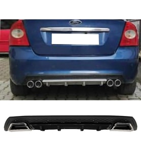 Ford Focus 2 Siyah Difüzör Çiftli Kare Egzoz Görünümlü D Tip Difizör 2004 - 2010