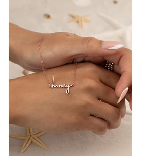 Kişiye Özel 925 Ayar Gümüş Şık Honey / Bal Kolye (Rose)