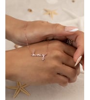 Kişiye Özel 925 Ayar Gümüş Şık Honey / Bal Kolye (Rose)