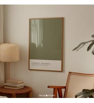 Renk Bloğu, Adaçayı Yeşili Duvar Sanatı, Minimalist Poster, Toprak Tonlarında Duvar Sanatı
