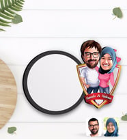 BK Gift Kişiye Özel Sevgililer Karikatürlü Ahşap Bardak Altlığı-58