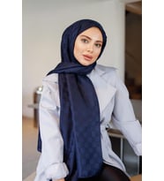 Dama Desen Şal Lacivert