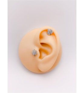 Lexroo Taşlı Geniş Yaprak Figürlü Kıkırdak Helix Tragus Piercing(1adet)