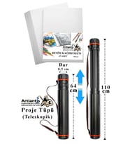 Proje Tüpü Dar 1 Adet 50x70 cm Resim Kağıdı 25 Adet Bozuka Proje Tüpü Silindir Proje Tüpü (Beyaz)