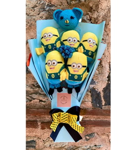 Peluş Minion Çiçek Buketi