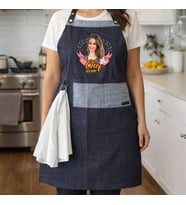 BK Gift Kişiye Özel Fotoğraflı Pamuk Denim Havlu Detaylı Mutfak Önlüğü -1, Aşçı ve Şef Önlüğü, Ev Hediyesi