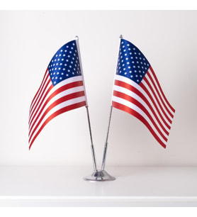 Amerika 2li Masa Bayrağı Saten Kumaş Dijital Baskı 15x22,5 cm