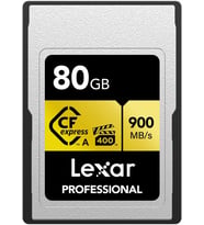 Lexar 80Gb Profesyonel Cfexpress Tip A Altın Serisi Hafıza Kartı, 900Mb/S'Ye Kadar Okuma, Sinema Kal
