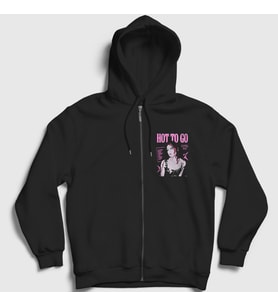 Presmono Unisex Siyah Hot To Go Müzik Chappell Roan Fermuarlı Kapüşonlu Sweatshirt 497620tt