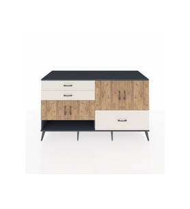 Kronos Konsol 3 Raflı 3 Çekmeceli 4 Kapaklı 176x59x99 Antrasit-Çam/Aytaşı
