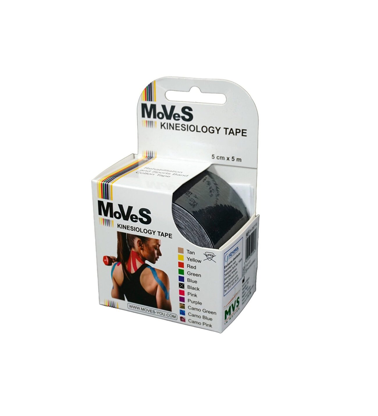 Moves Tape, Siyah Renk Kinesio,sporcu Ağrı Bandı 5 Metre X 5 Cm