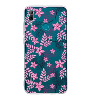PrintiFy Huawei Psmart 2019 Uyumlu Kamera Korumalı Floral Pembe Tasarımlı Şeffaf Silikon Kılıf