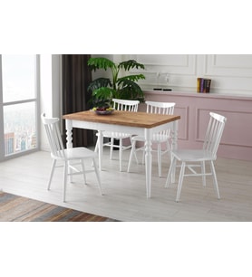 Cunda Yandan Açılır Mutfak Masa Takımı ve 4 Adet Sandalye 70x110cm