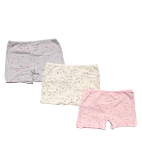 Kız Çocuk Ekru Pembe Gri 3'Lü Boxer