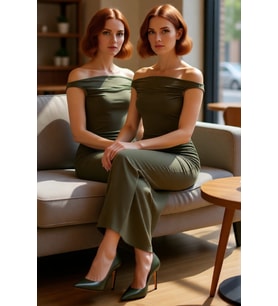 Kadın Moda Şık Midi Boy Carmen Yaka Fitted Vücuda Oturan Örme Şık Abiye Elbise