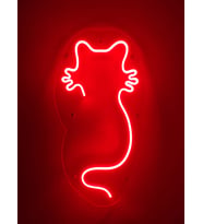 Kedi  Neon Led Tabela Neon Dekoratif Duvar Aydınlatması Gece Lambası hediyelik dekor (Kırmızı)